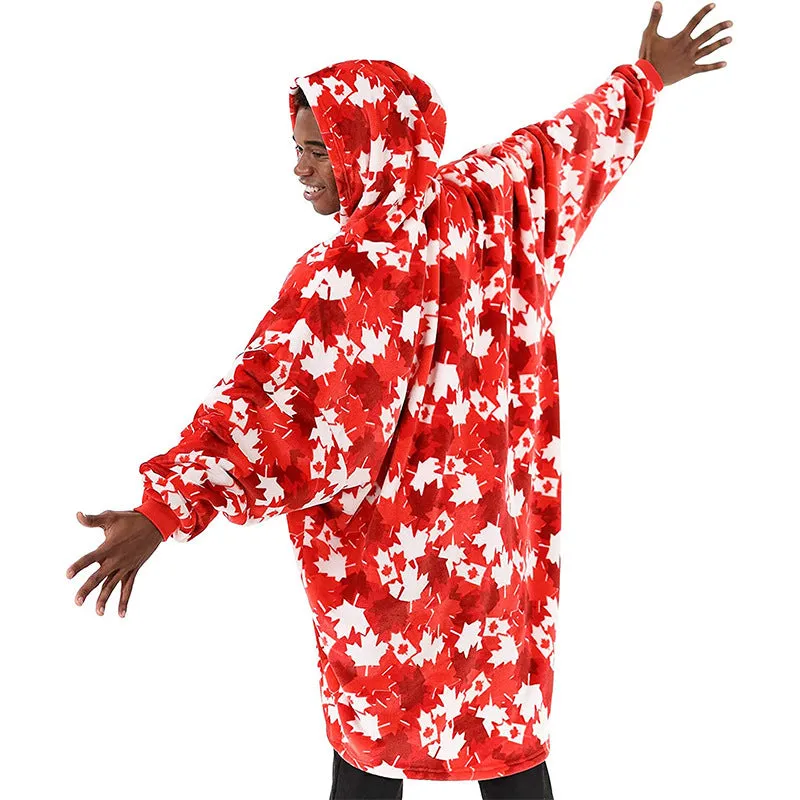 Hoodies Blankets Nightgown Flannel Hooded Casual Sweatshirt Home