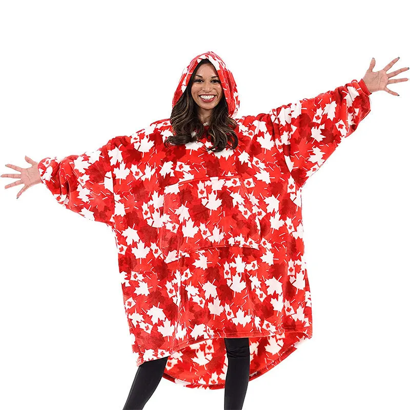 Hoodies Blankets Nightgown Flannel Hooded Casual Sweatshirt Home