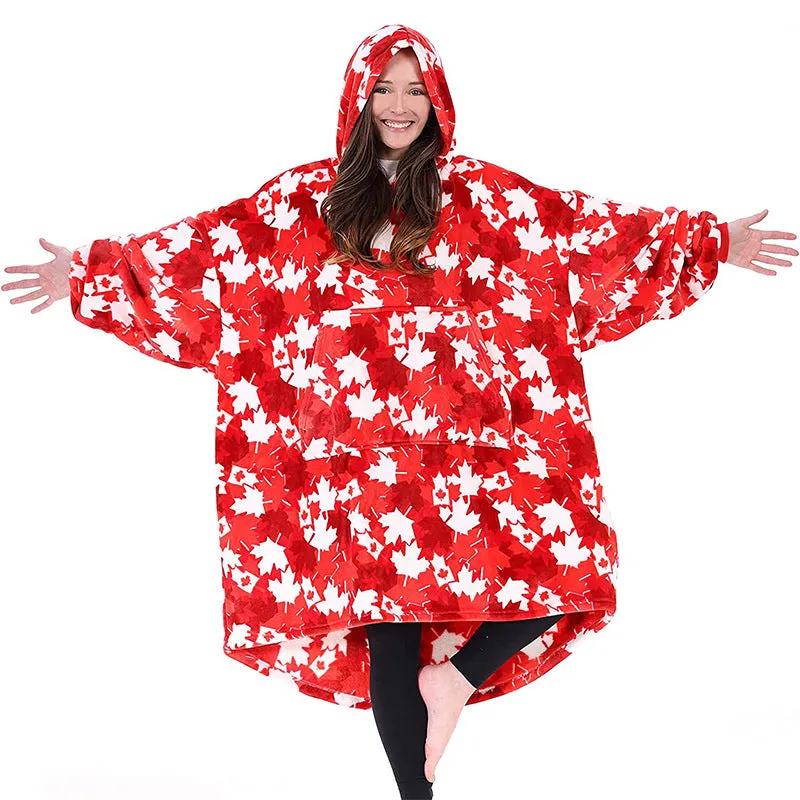 Hoodies Blankets Nightgown Flannel Hooded Casual Sweatshirt Home