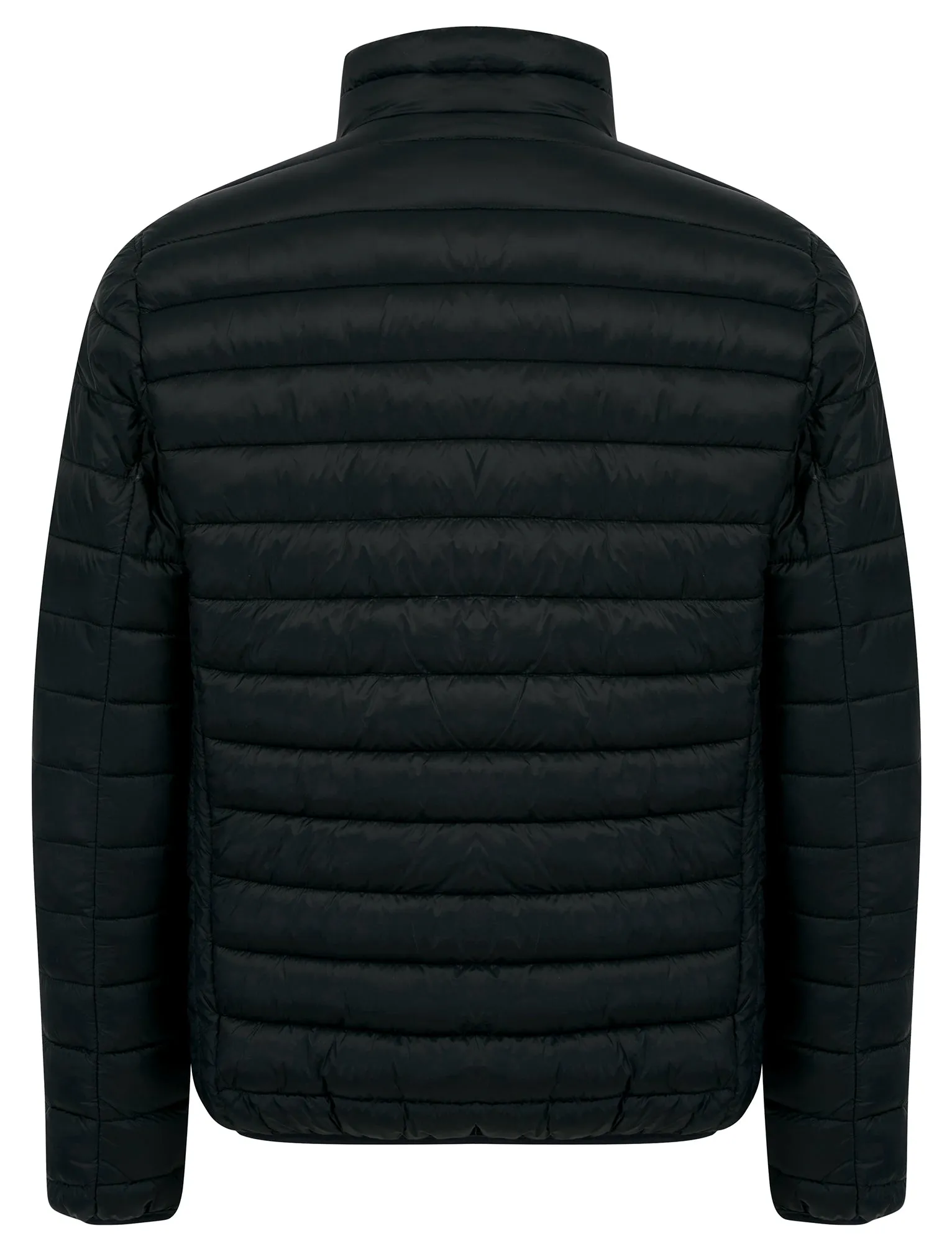 Inigo Funnel Neck Quilted Puffer Jacket in Jet Black / Burgundy - Tokyo Laundry