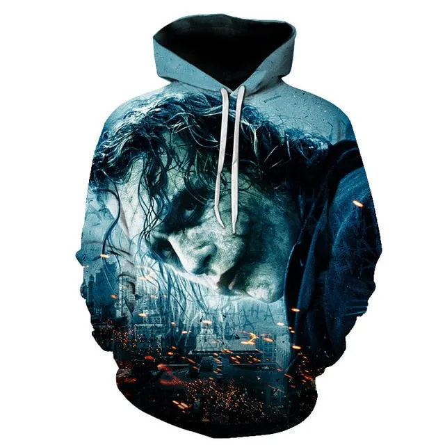 Joker 3D Hoodies Men Women Sweatshirts Badass Funny Printed Pullover Autumn Winter Brand Tracksuits Boy Hoodies