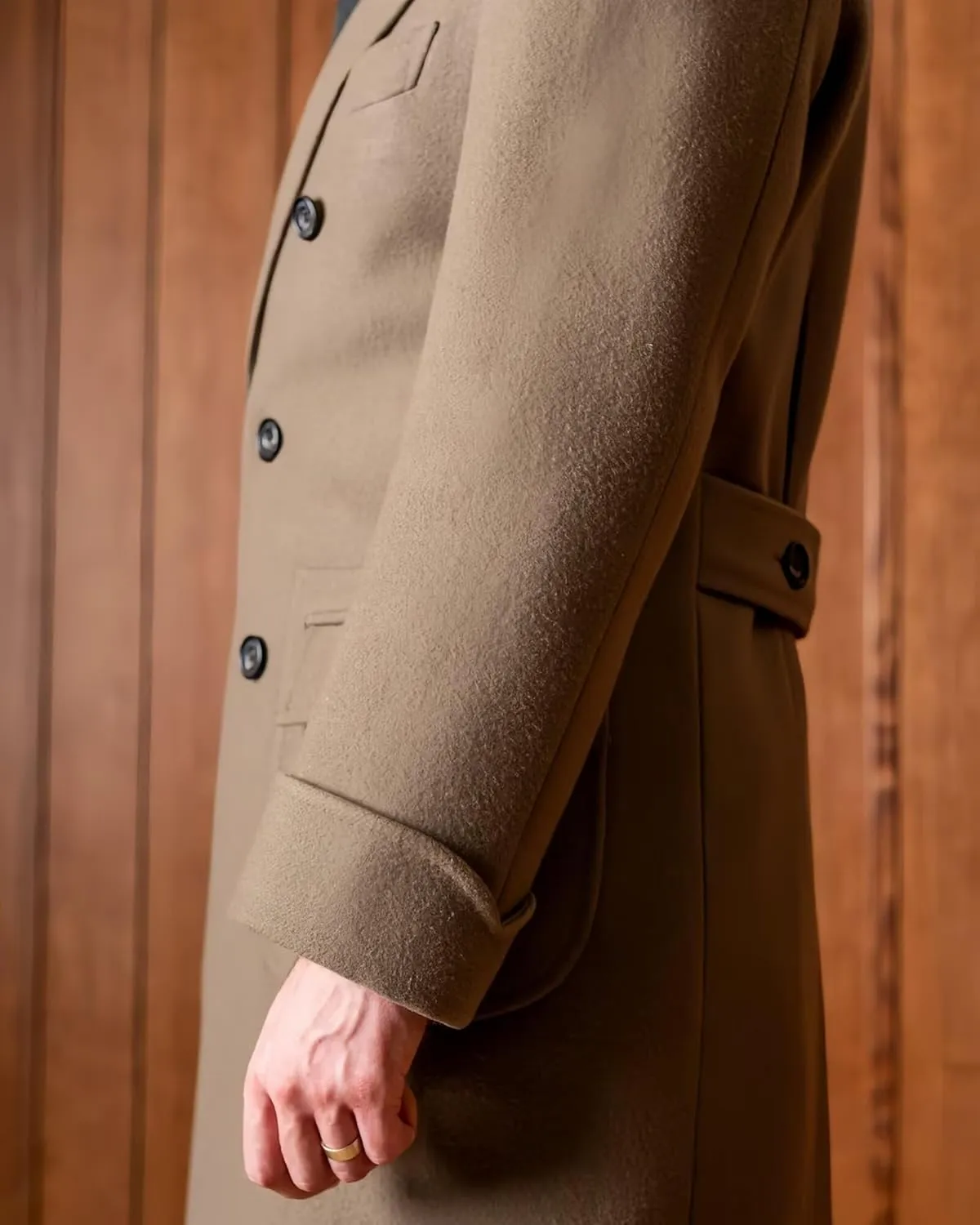 Leisure Men's Cashmere Long Overcoat Double Breasted Pea Jacket Notch Lapel Winter Trench Coat Regular Fit Jacket