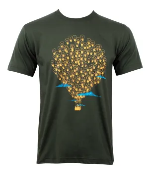 Light Bulb Hot Air Balloon T-Shirt Army Green