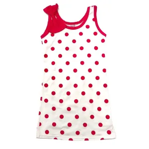 Little Girls Hot Pink Polka Dots Bow Sleeveless Dress 24M-8