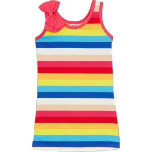 Little Girls Multi Color Rainbow Striped Bow Sleeveless Dress 24M-8