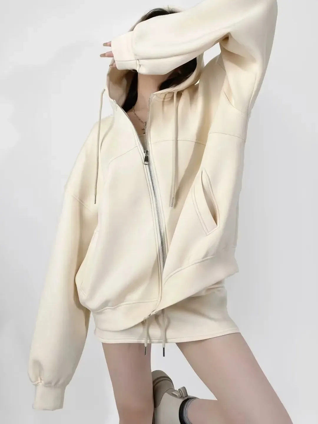 Loose Harajuku Oversized High Street Open Zipper Long Sleeve Casual Hoody