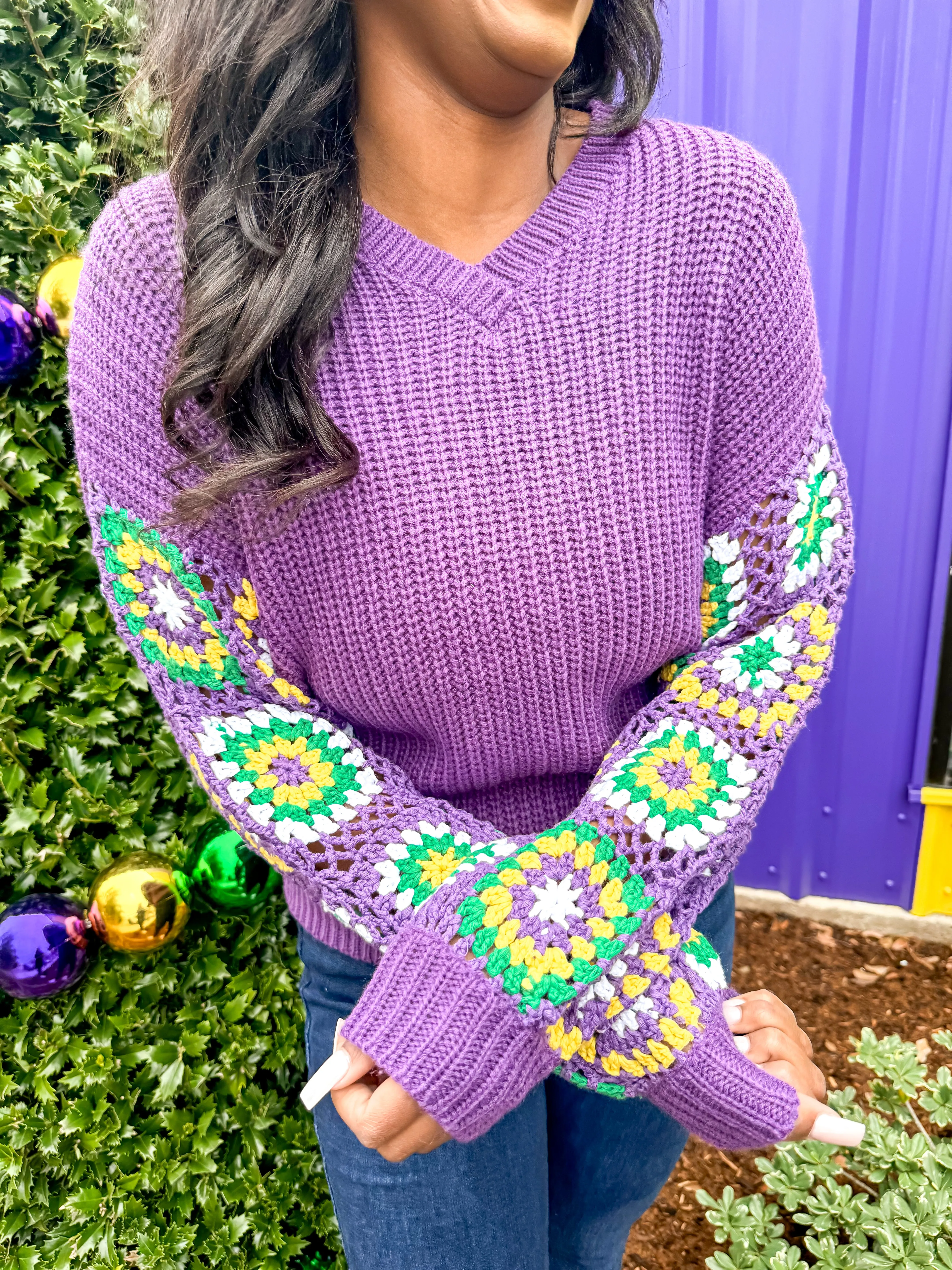 Louisiana Love Mardi Gras Sweater