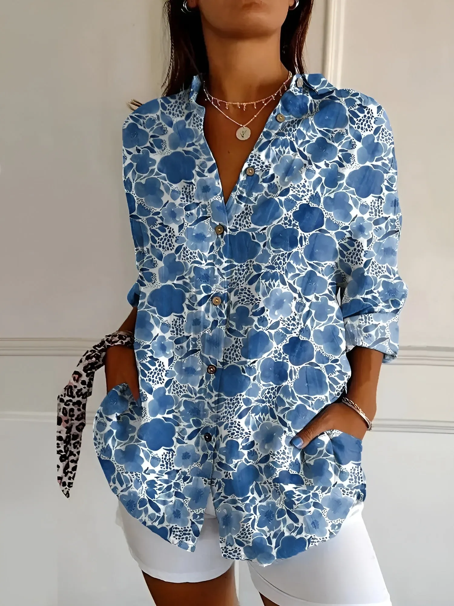 MELODIE  Elegant Floral Button Shirt