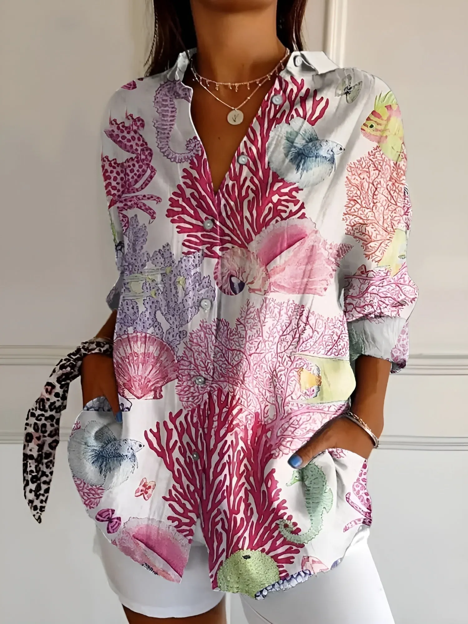MELODIE  Elegant Floral Button Shirt