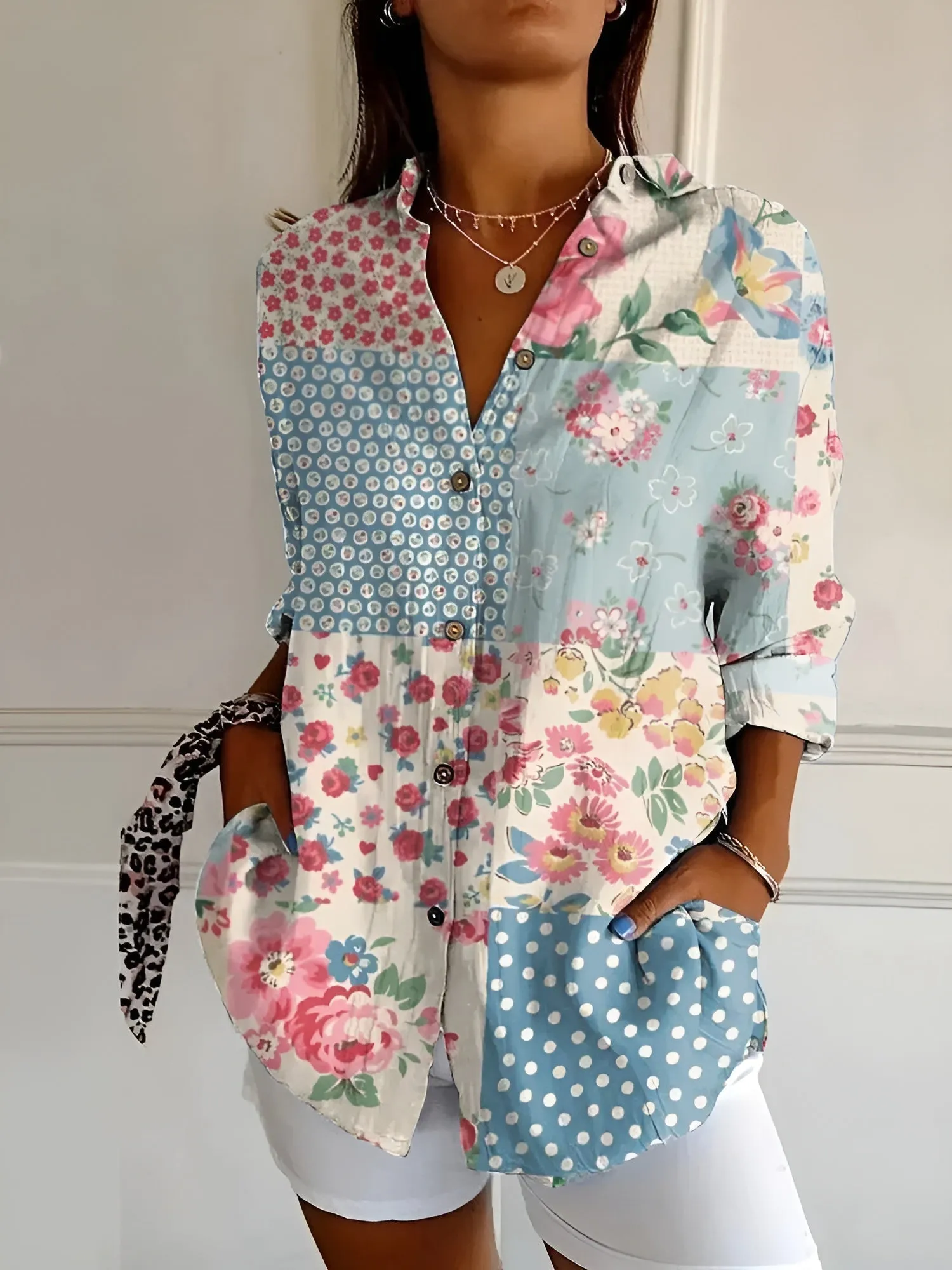 MELODIE  Elegant Floral Button Shirt