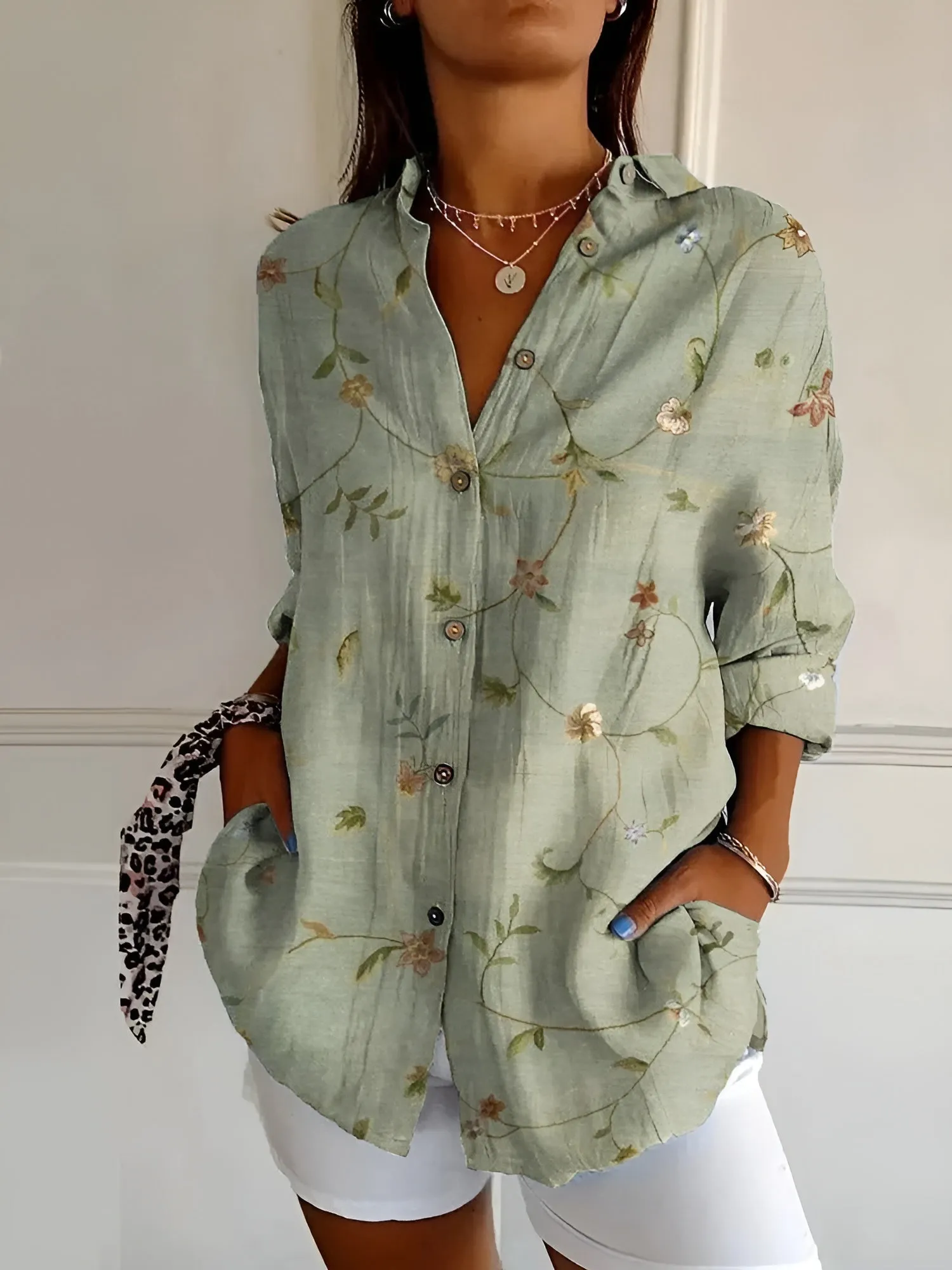 MELODIE  Elegant Floral Button Shirt