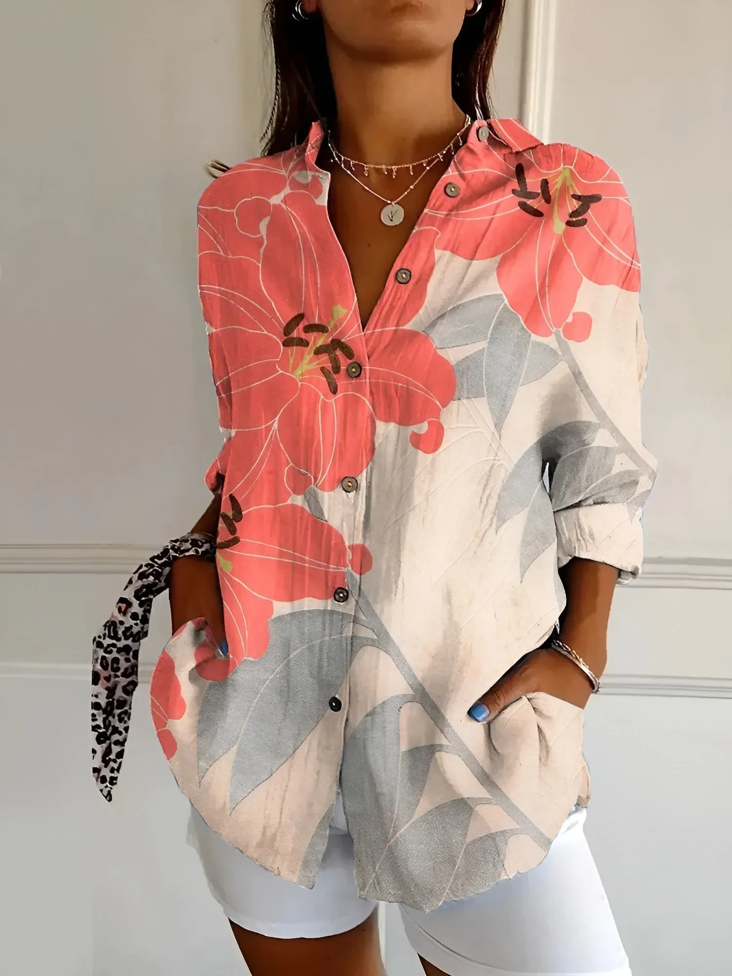 MELODIE  Elegant Floral Button Shirt