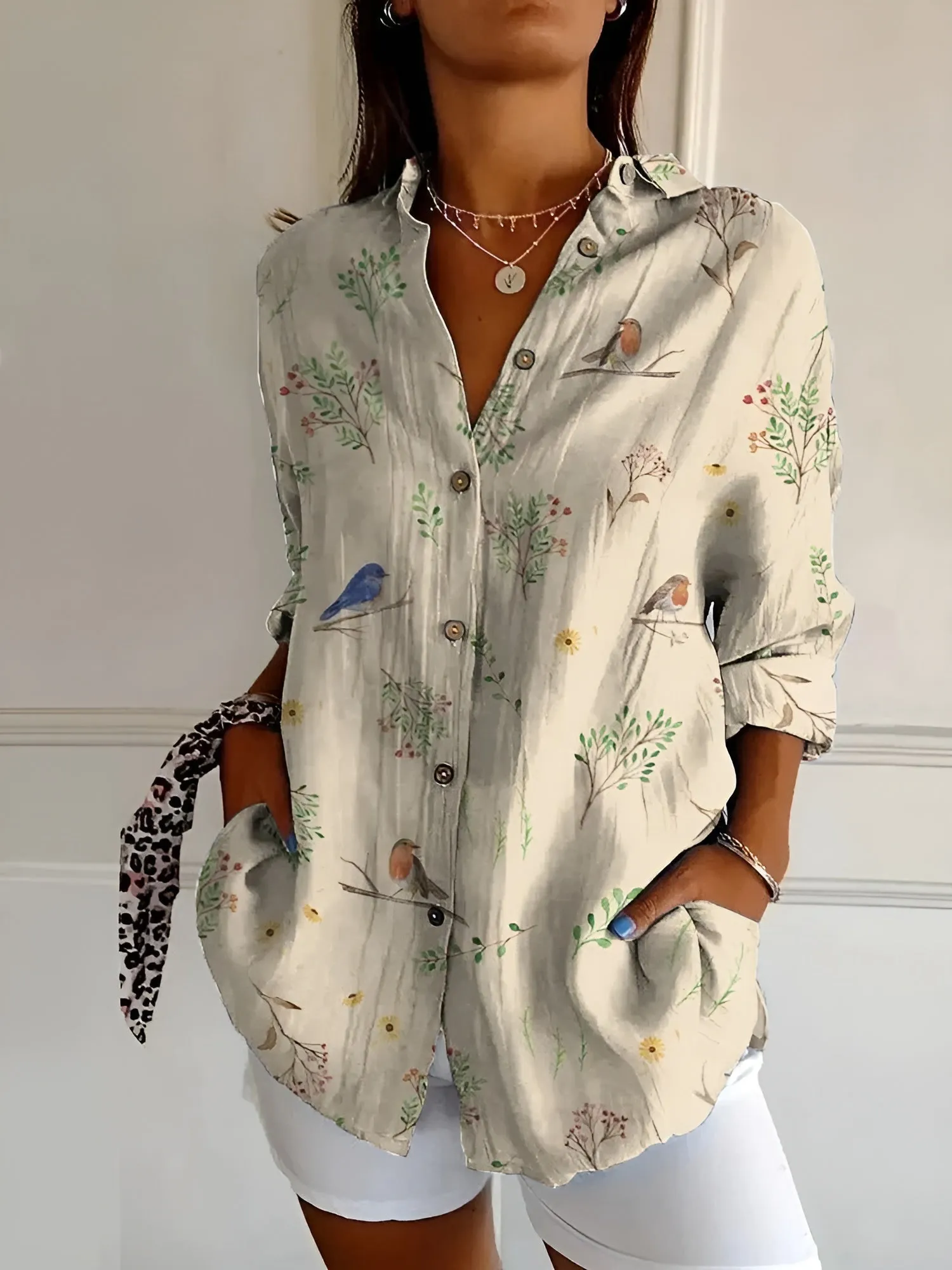 MELODIE  Elegant Floral Button Shirt