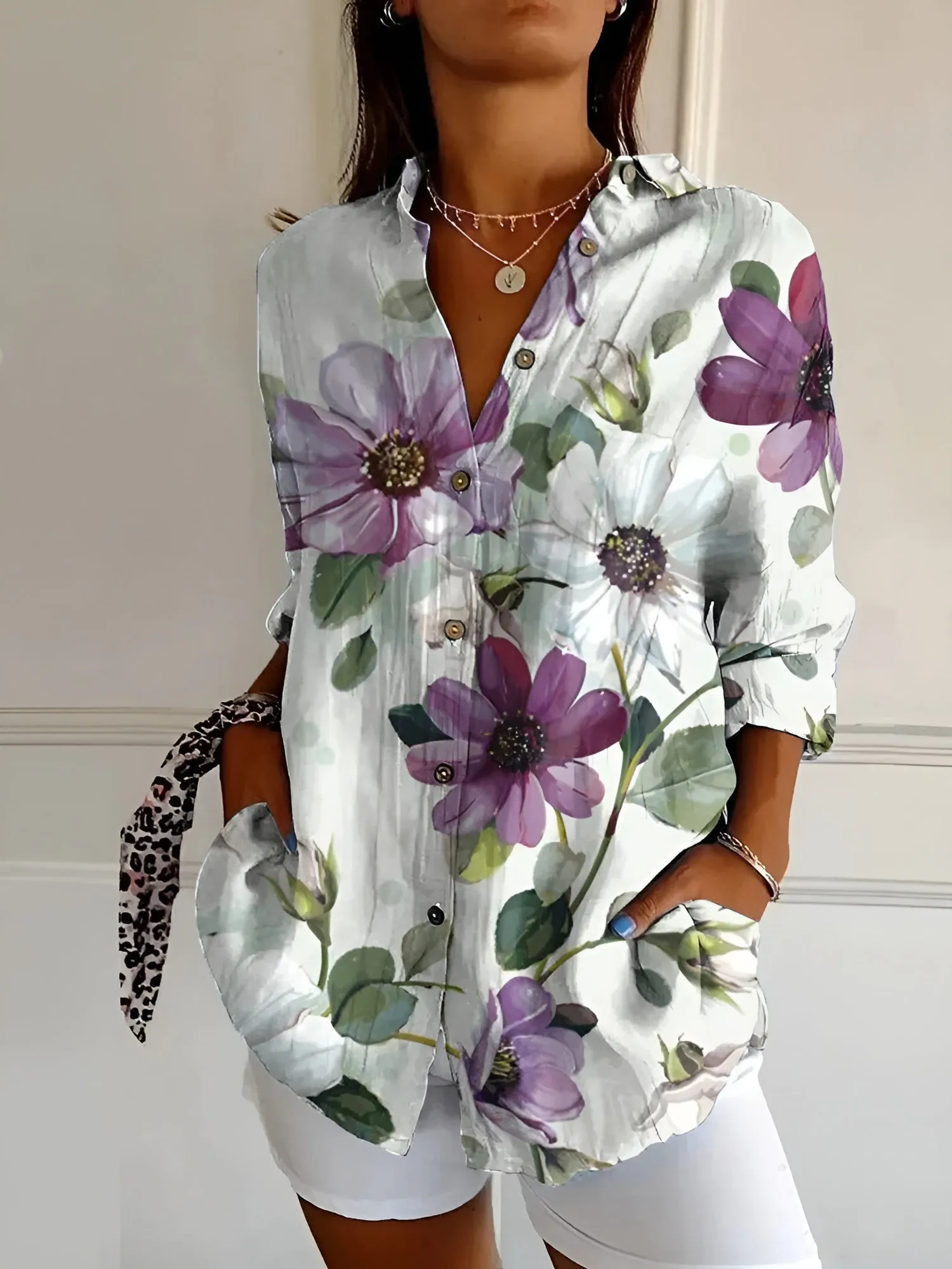 MELODIE  Elegant Floral Button Shirt