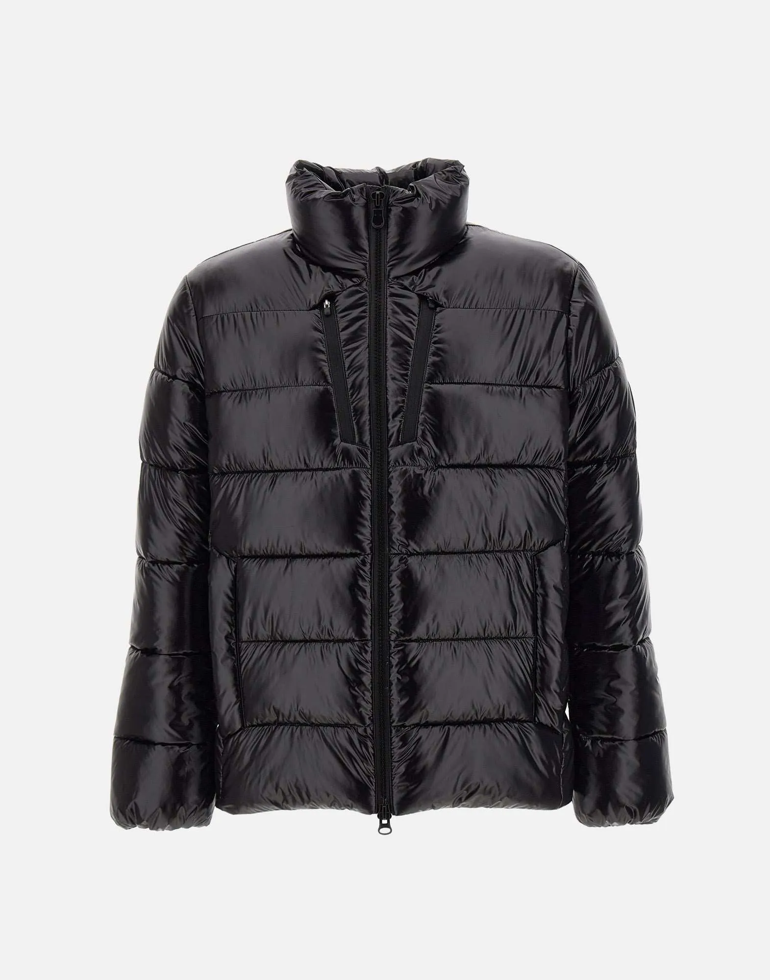 Men's Black Down Jacket with High Collar