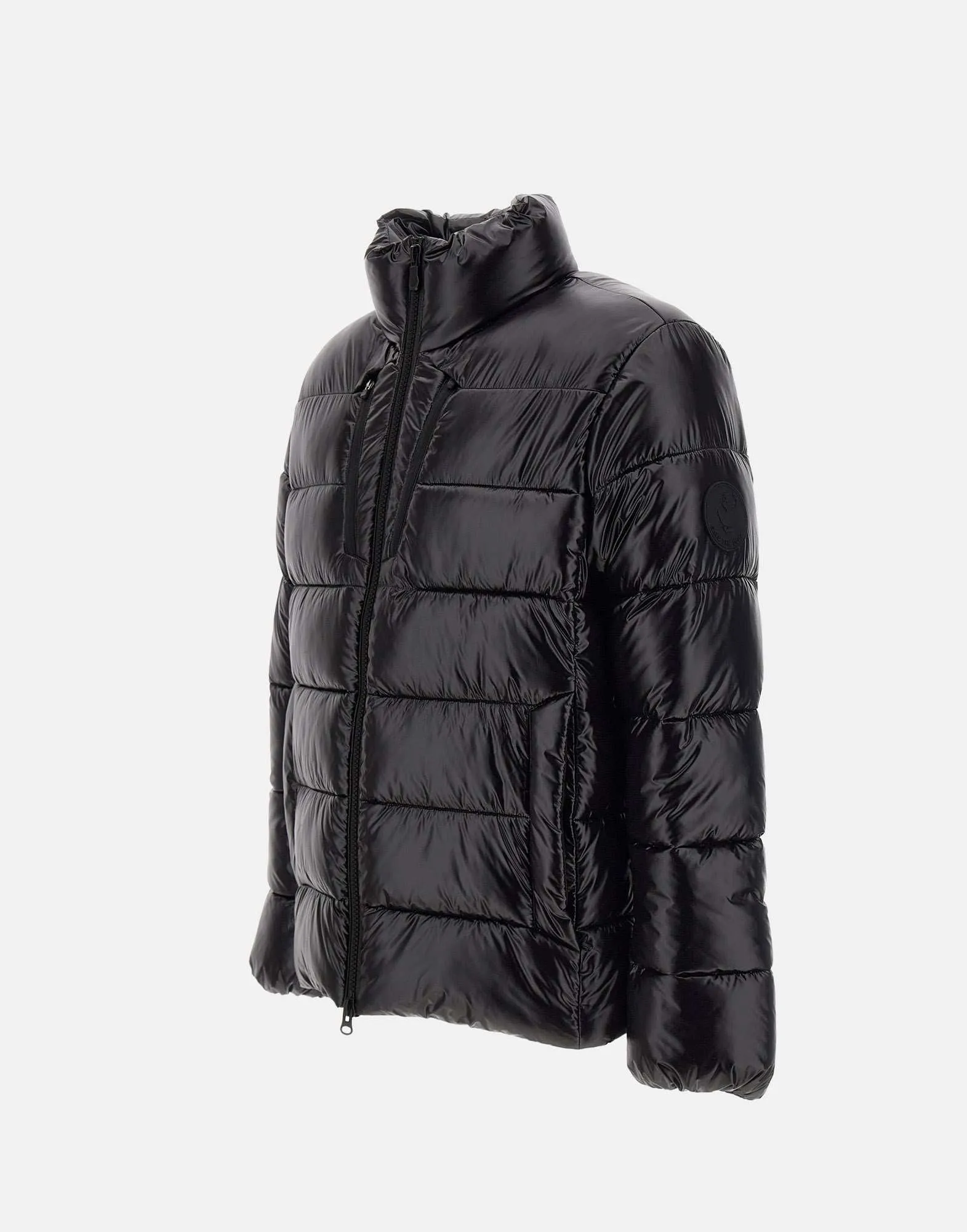 Men's Black Down Jacket with High Collar