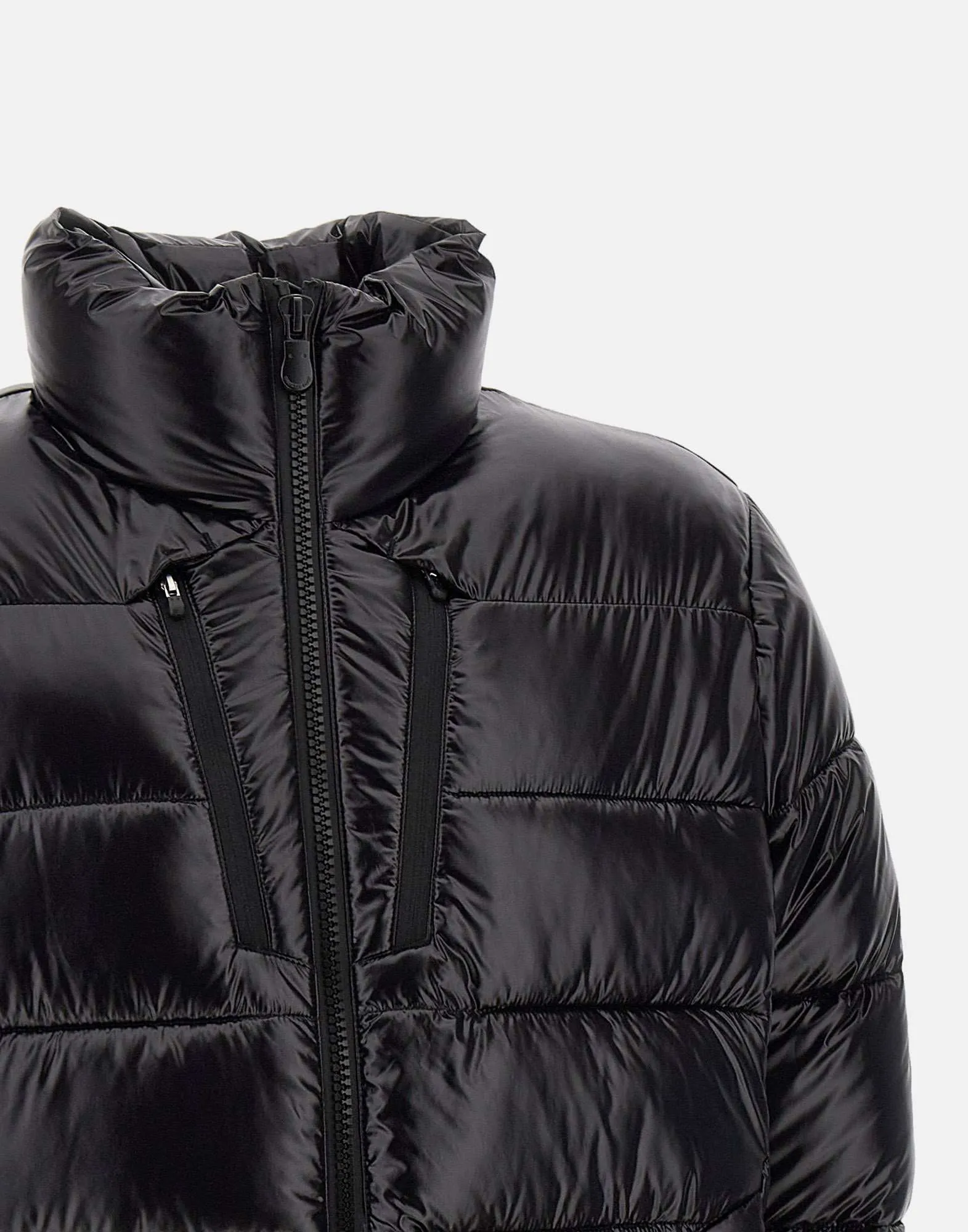Men's Black Down Jacket with High Collar