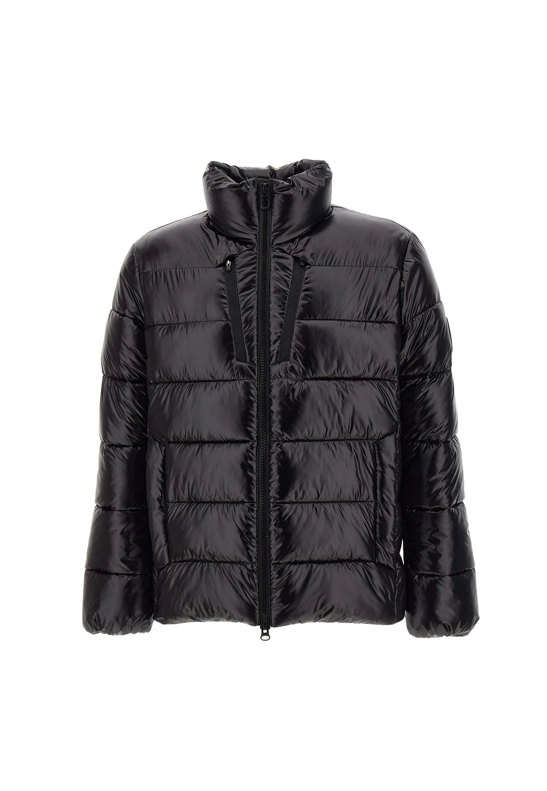 Men's Black Down Jacket with High Collar
