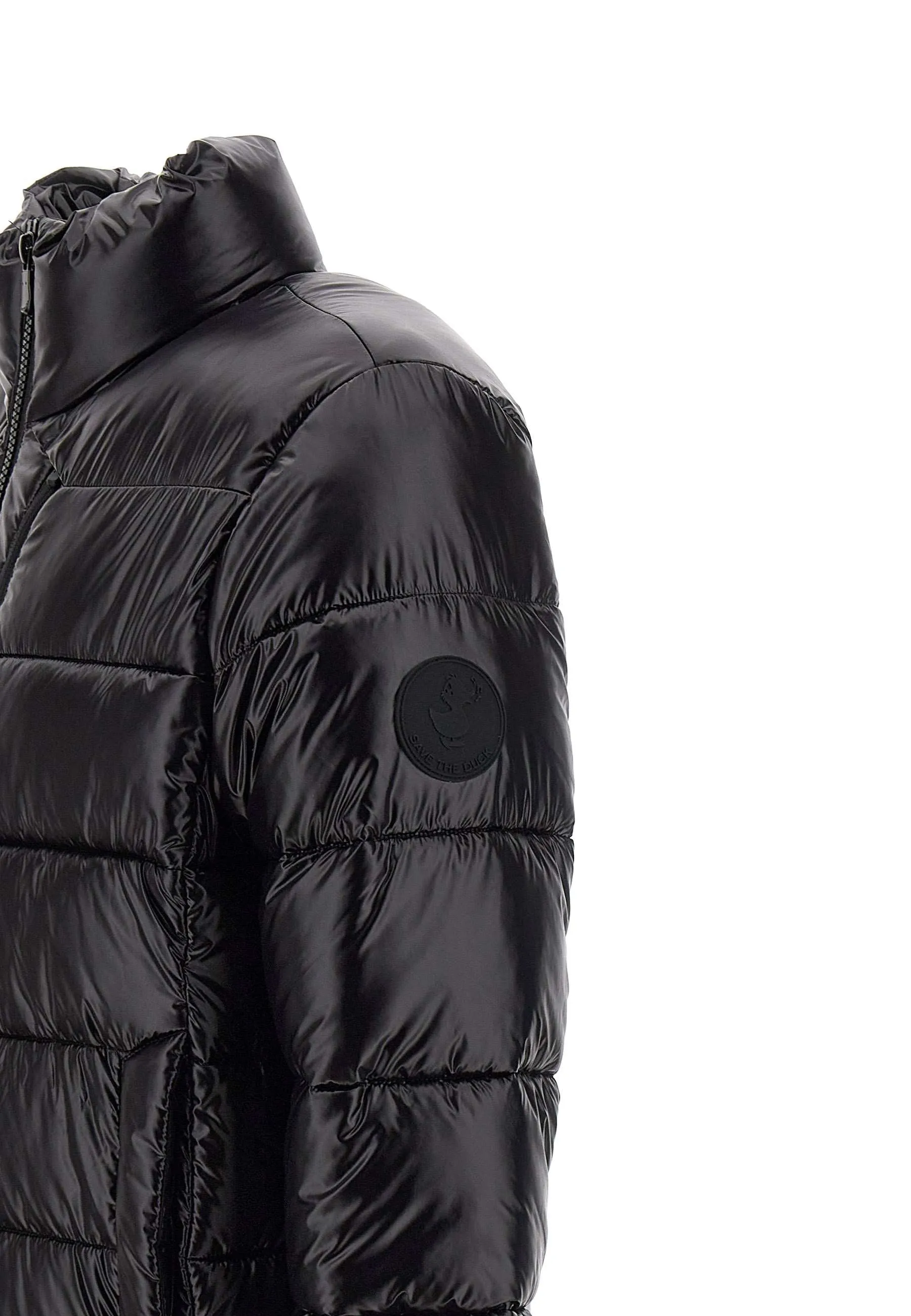Men's Black Down Jacket with High Collar