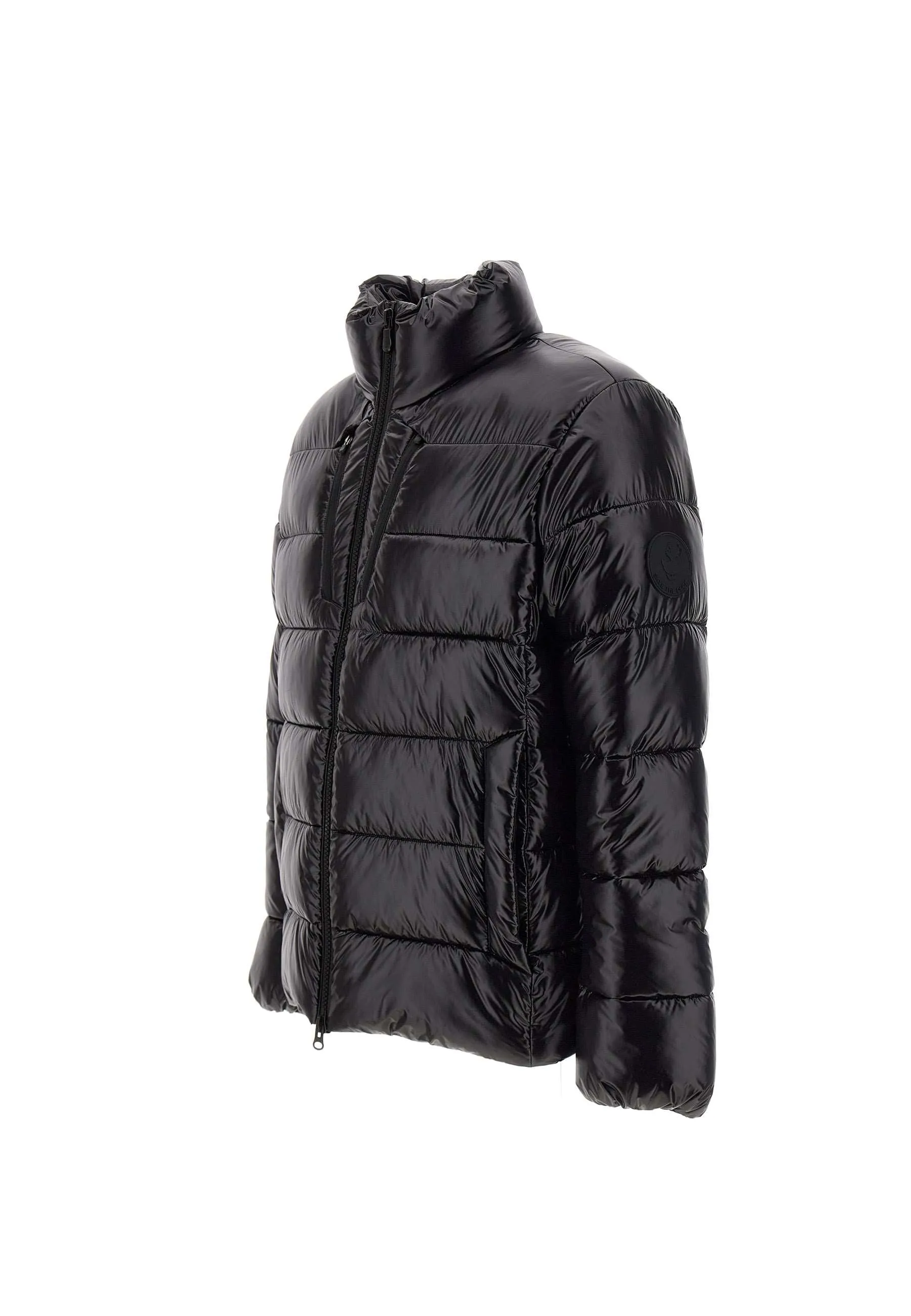 Men's Black Down Jacket with High Collar