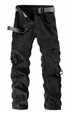 Men's Cargo Pants  Black Straight leg