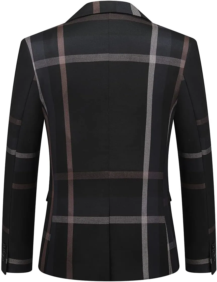 Mens Plaid Suit Slim Fit 2 Piece Casual Tuxedo Suit for Men Formal Blazer Pants Tuxedo Set for Wedding Business Party