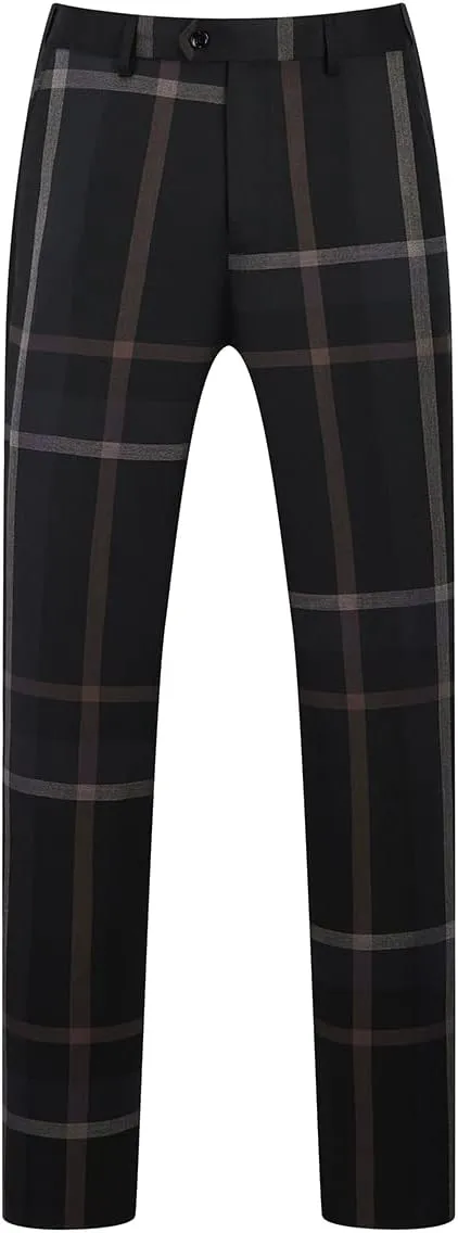 Mens Plaid Suit Slim Fit 2 Piece Casual Tuxedo Suit for Men Formal Blazer Pants Tuxedo Set for Wedding Business Party
