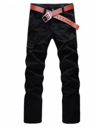 Mens Straight Leg Cargo Pants  Black