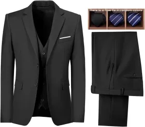Mens Suits 3 Pieces Slim Fit Groomsmen Wedding Suit for Men Notched Lapel Formal Prom Tuxedos Jacket Pants Vest Set