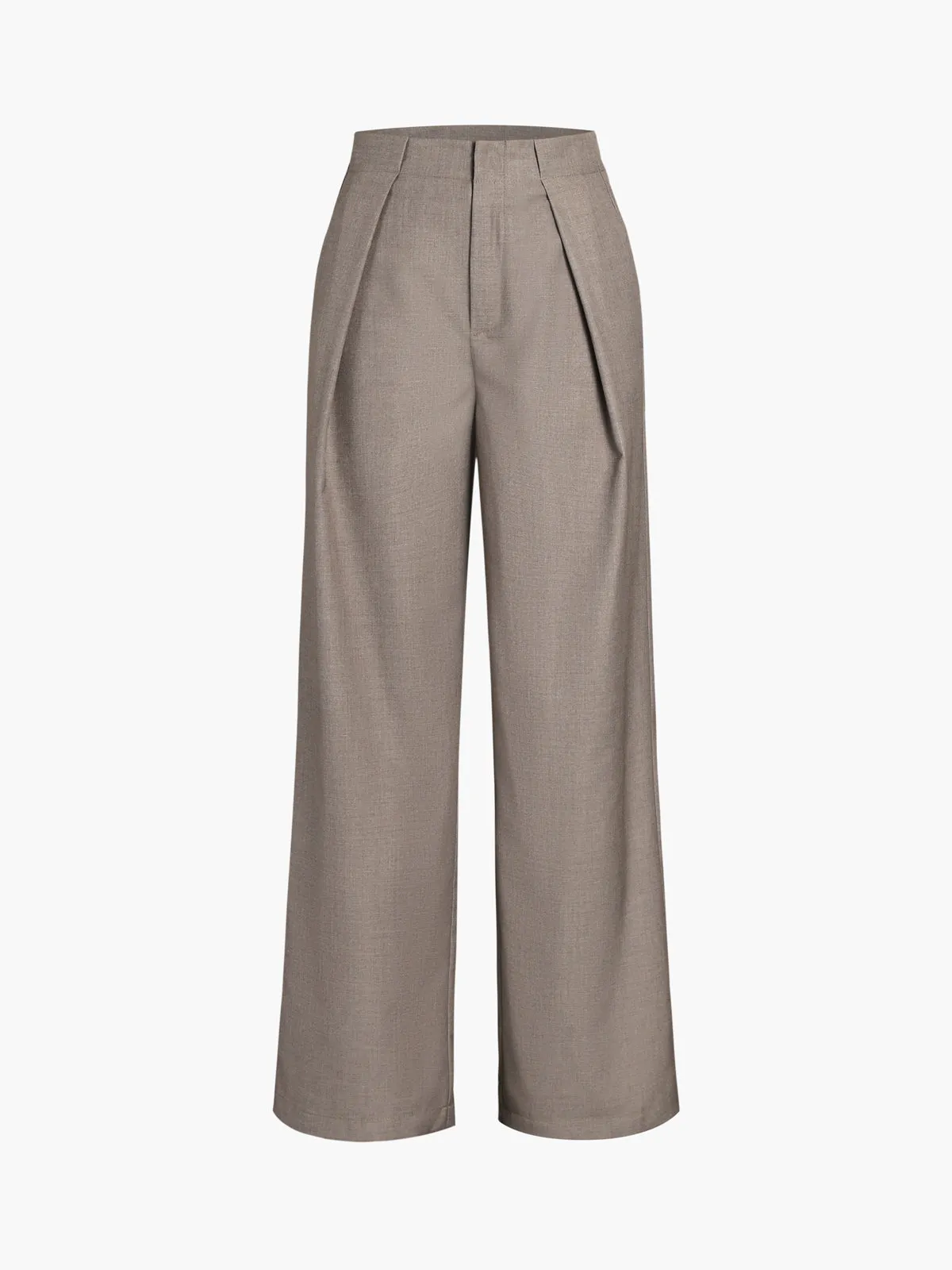 Middle Waist Solid Trendy Pocket Straight Leg Pants