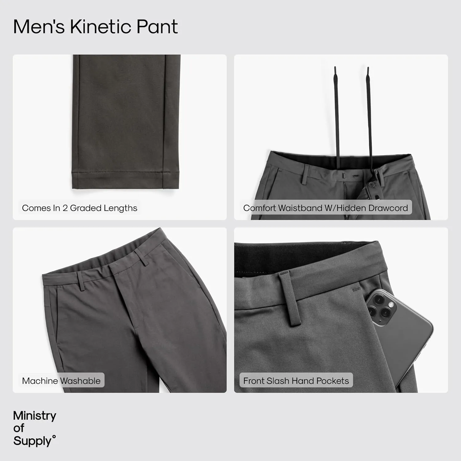 Ministry of Supply Men's Kinetic Pant, 4-way stretch, Shape Retention, Wrinkle Resistant Moisture-Wicking, Perfect for Travel