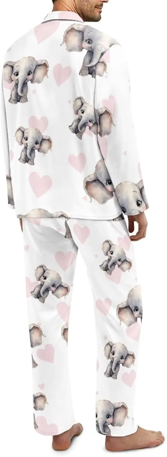 Modysero Two Piece Pajama Set Long Sleeve Loose Fit Collar Neck Novelty Pattern Mans Womens Loungerwear Set with Pocket