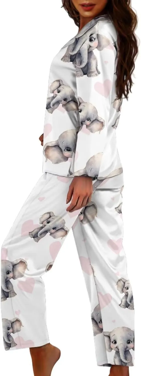 Modysero Two Piece Pajama Set Long Sleeve Loose Fit Collar Neck Novelty Pattern Mans Womens Loungerwear Set with Pocket