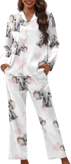 Modysero Two Piece Pajama Set Long Sleeve Loose Fit Collar Neck Novelty Pattern Mans Womens Loungerwear Set with Pocket