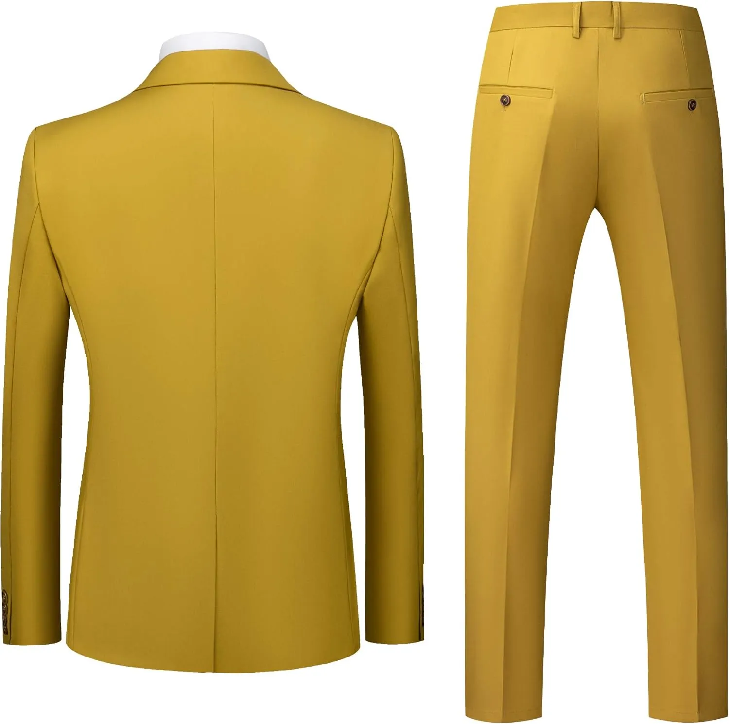 MOGU Men's Slim Fit 2-Piece Tuxedo Suit One-Button Jacket & Pants Set for Wedding, Prom, and Formal Events