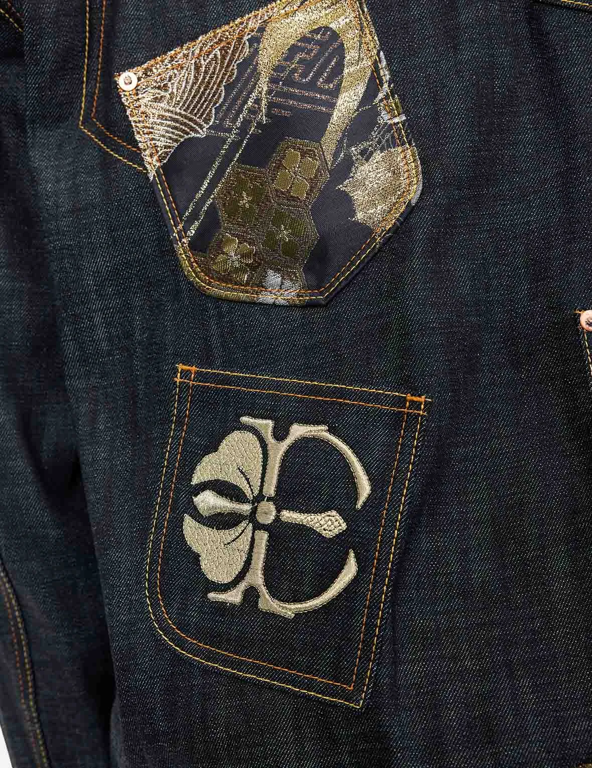 Multi-Pocket with Brocade Patch Regular Fit Denim Jacket