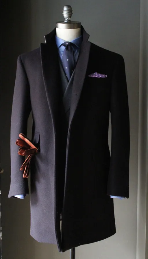 Navy Melton Overcoat