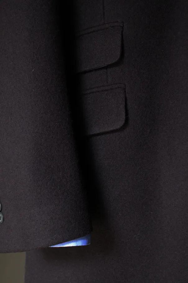 Navy Melton Overcoat