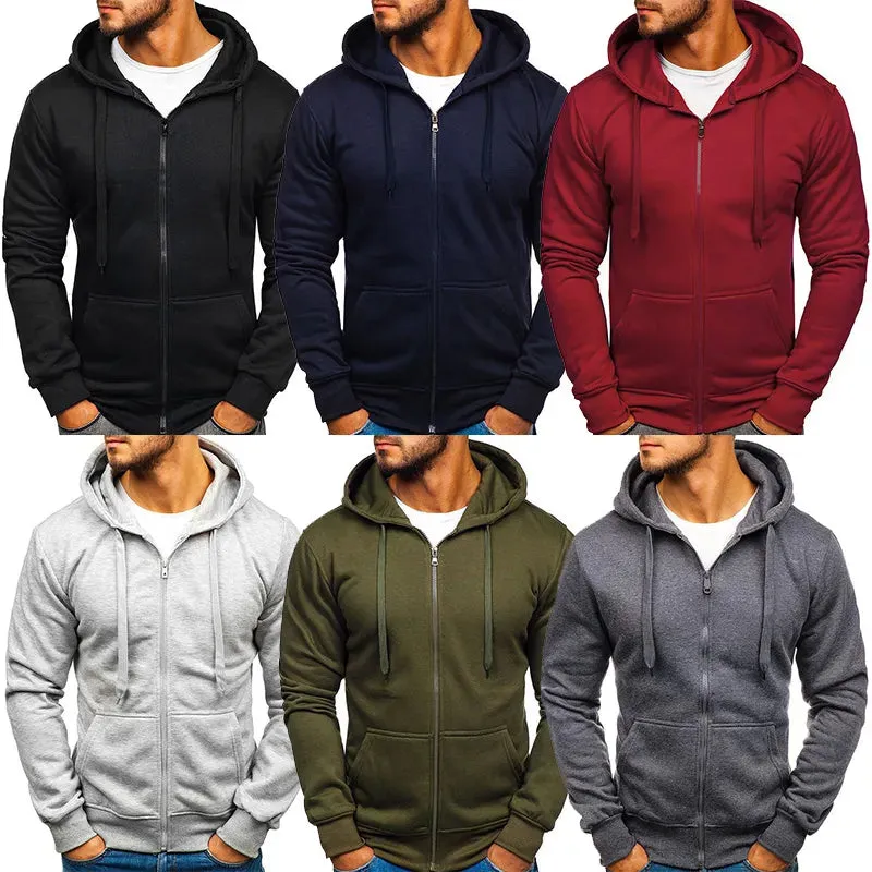 New Solid Color Zipper Hoodies