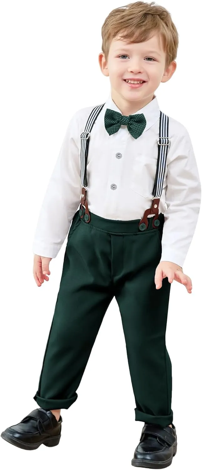 nilikastta Toddler Baby Boy Clothes Suit Gentleman Wedding Outfits Formal Dress Shirt/Bowtie/Vest/Suspender Pants 1-9years