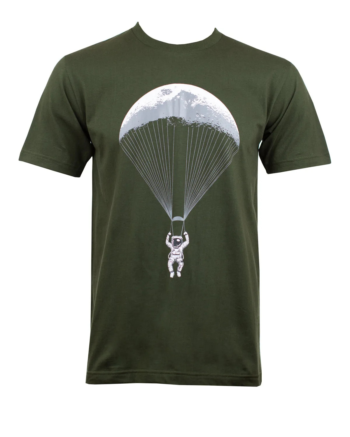 Paragliding Astronaut Moon T-Shirt Army Green