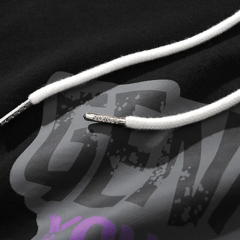 Patchwork Letter Print Raglan Sleeve Hoodies