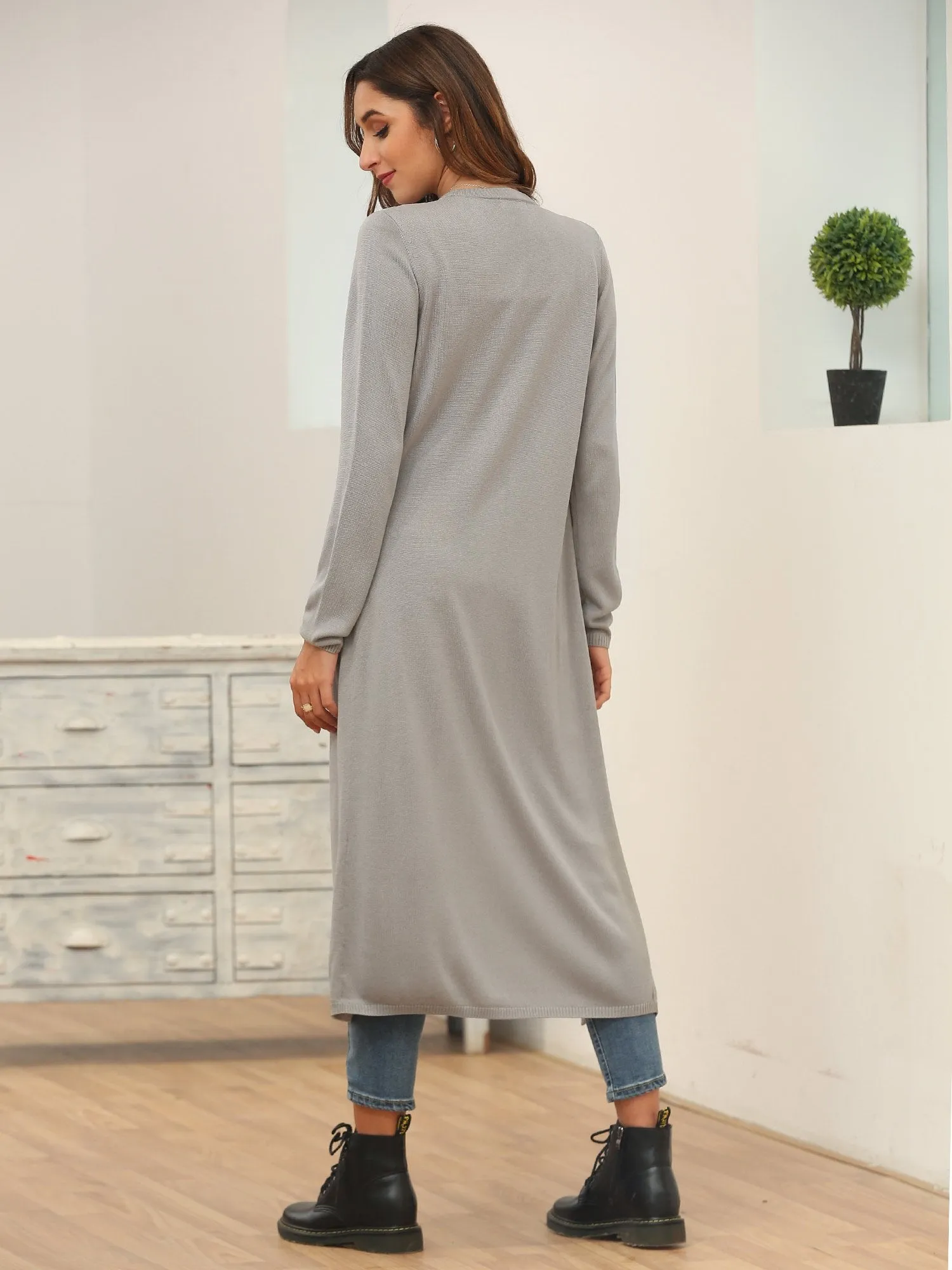Pearls Single Breasted Longline Cardigan Dress