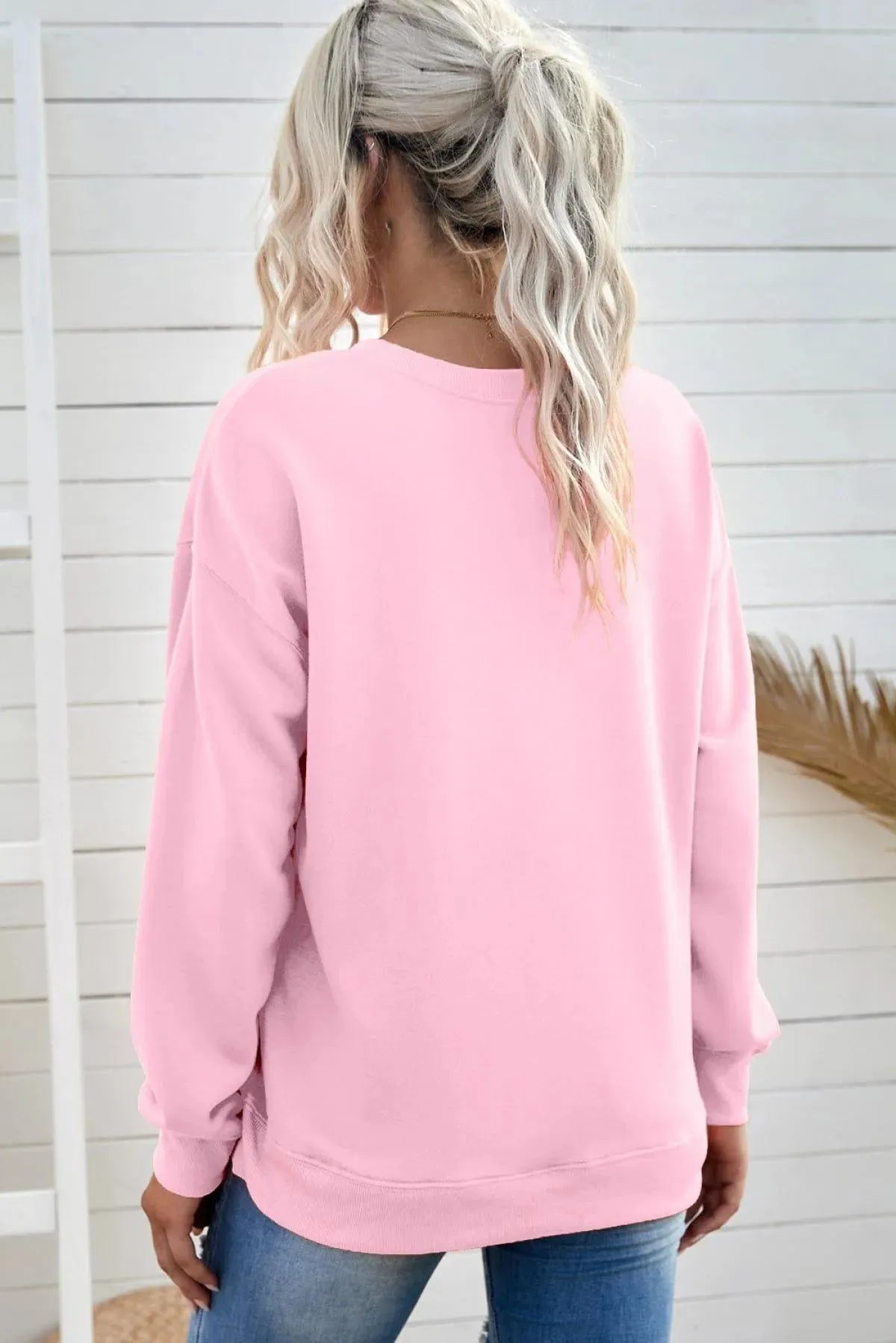 Pink Dibs On The Cowboys Star Print Graphic Sweatshirt