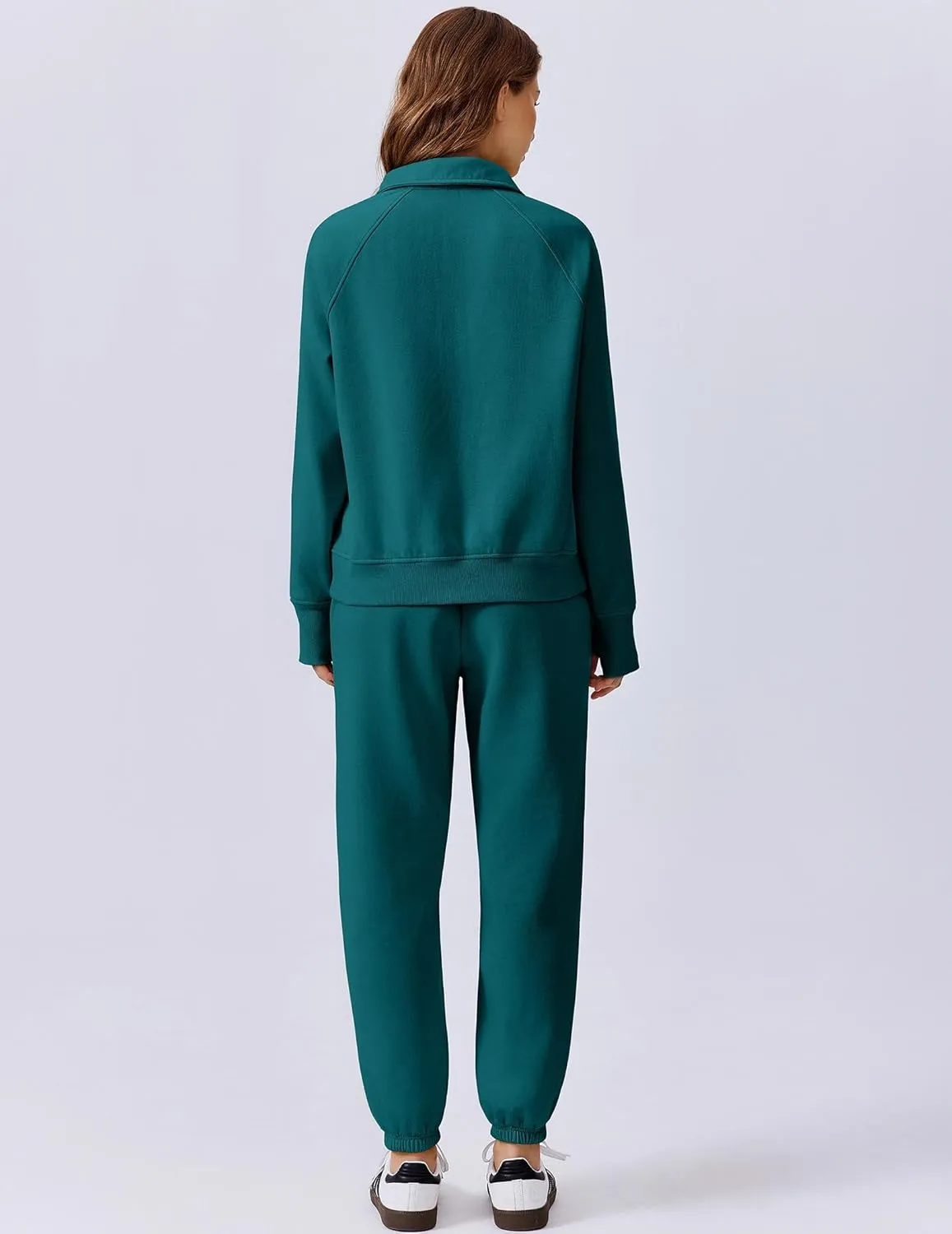 PINSPARK Womens 2 Piece Outfits Fleece Sweatsuit Half Zip Pullover Track Suit Jogger Sweatshirt and Sweatpants Matching Set
