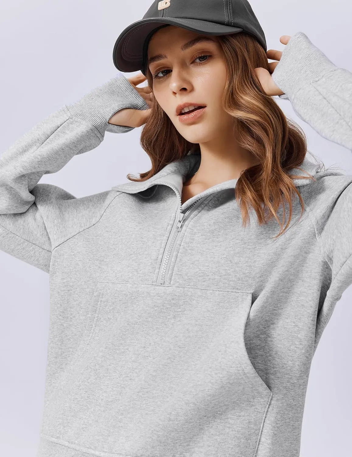 PINSPARK Womens 2 Piece Outfits Fleece Sweatsuit Half Zip Pullover Track Suit Jogger Sweatshirt and Sweatpants Matching Set
