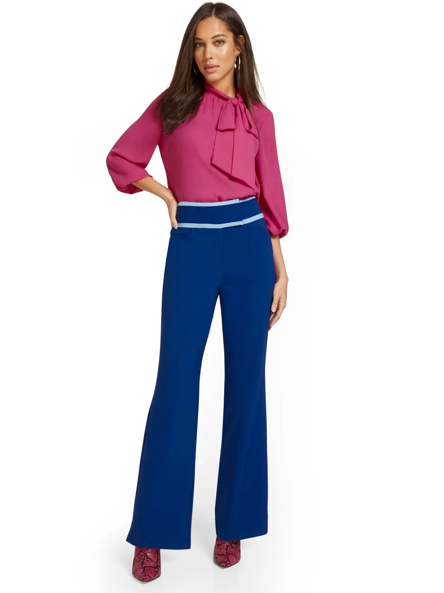 Piped Wide-Leg Pant - Essential Stretch - 7th Avenue