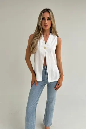 Sally Longline Waistcoat In White