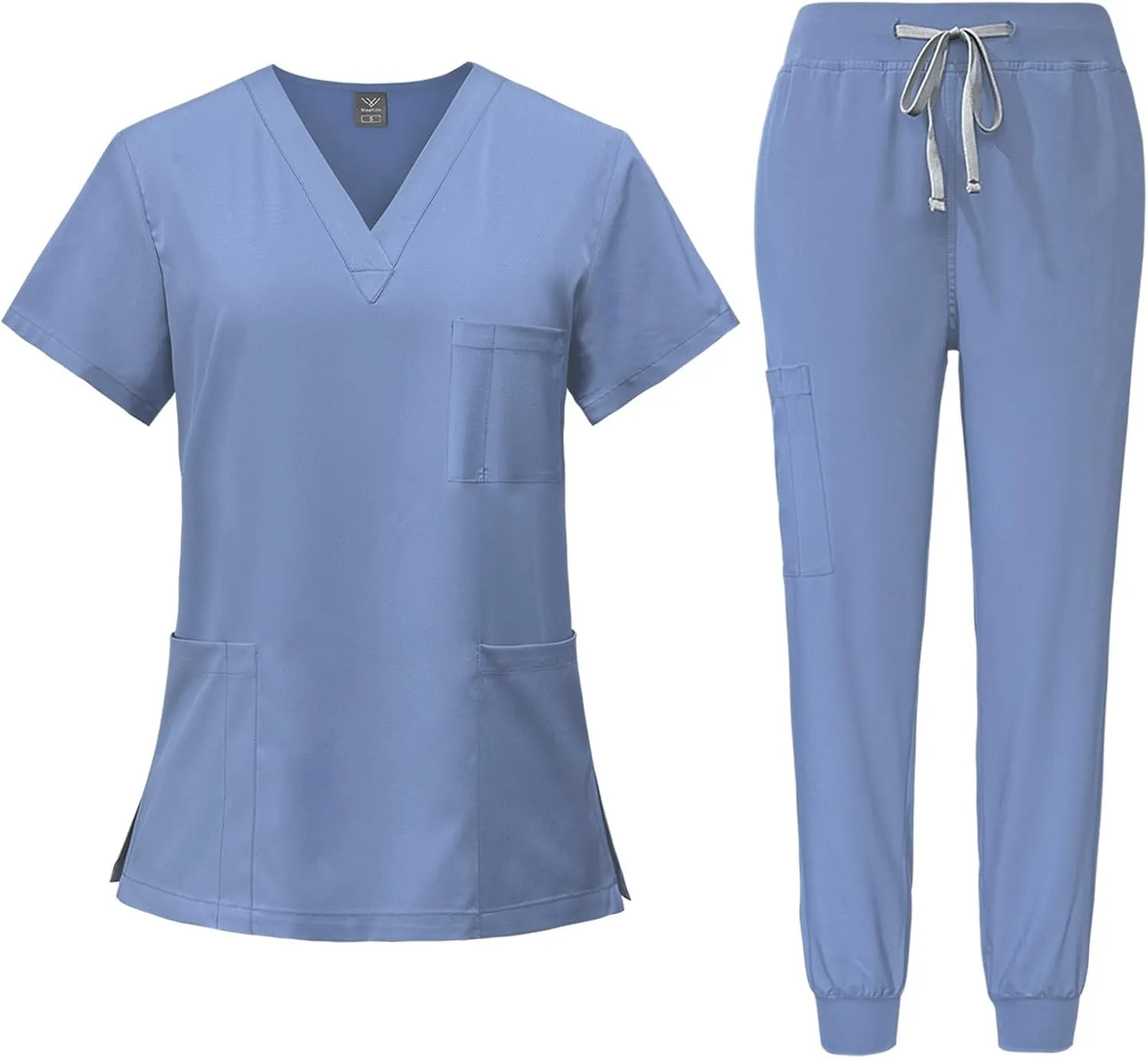 Scrub Sets for Woman 2025 Essential Jogger Scrub Set Nursing Uniform Stretch V-Neck Top & Drawstring Cargo Pants