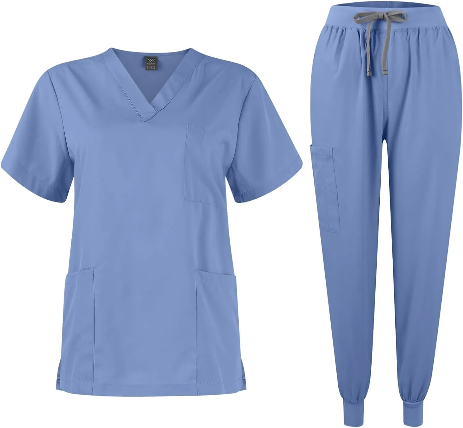 Scrub Sets for Woman 2025 Essential Jogger Scrub Set Nursing Uniform Stretch V-Neck Top & Drawstring Cargo Pants